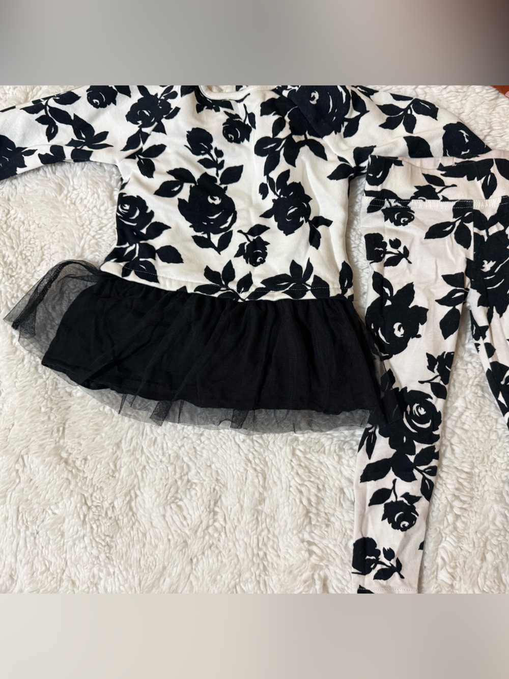 Carter's Black and White Floral Tutu Legging Set